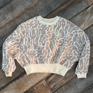 Nike youth small Cream and Gray cheetah print crew neck cropped sweatshirt top